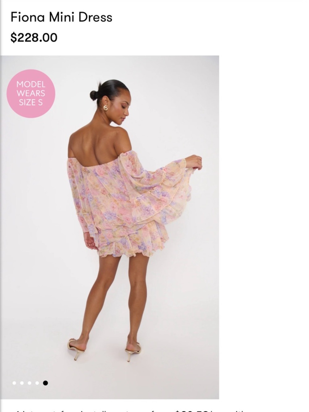 Off-Shoulder Pastel Floral Ruffle Mini Dress - Picture 2 of 8